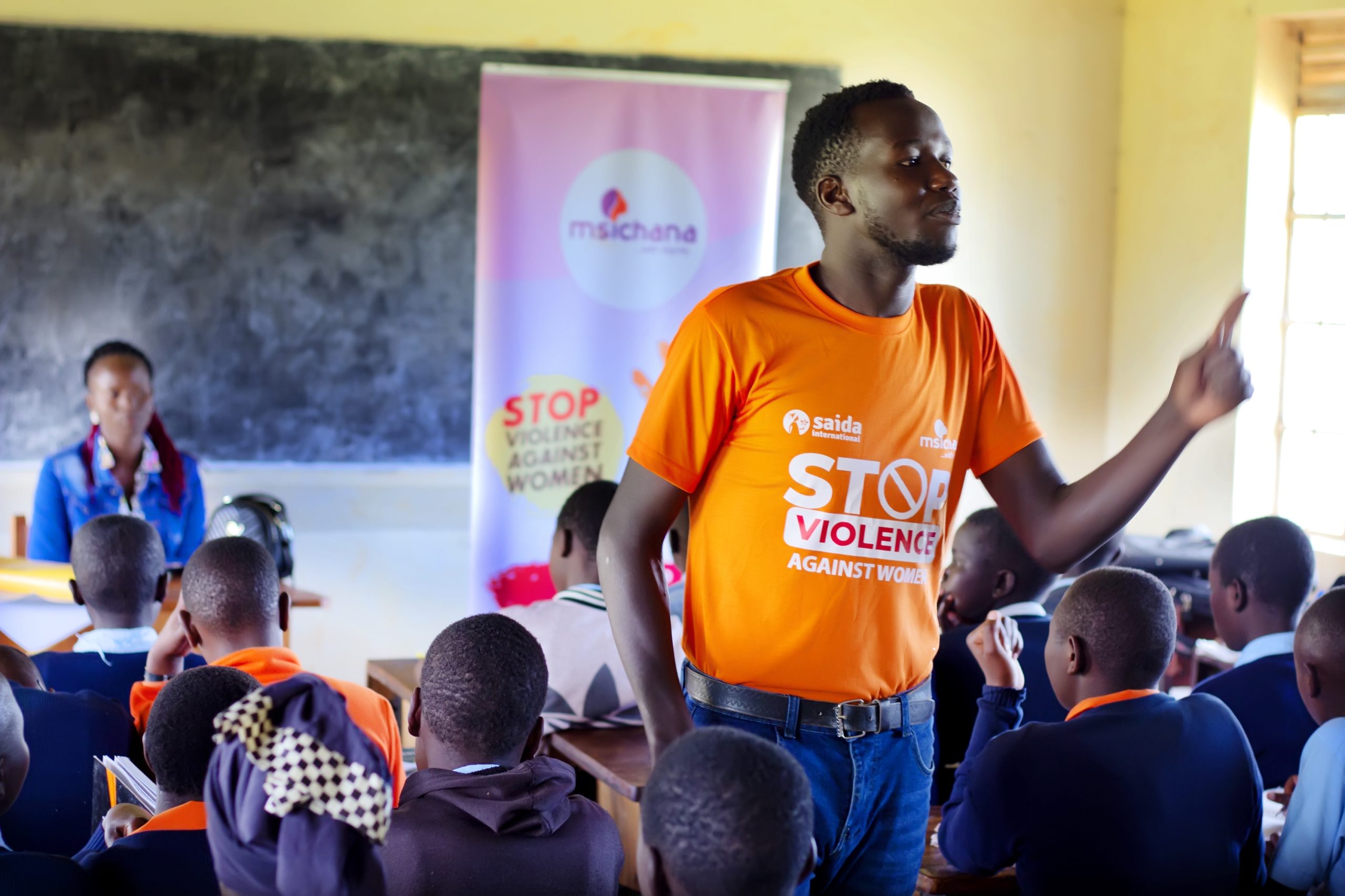 A facilitator putting points across during the informative session